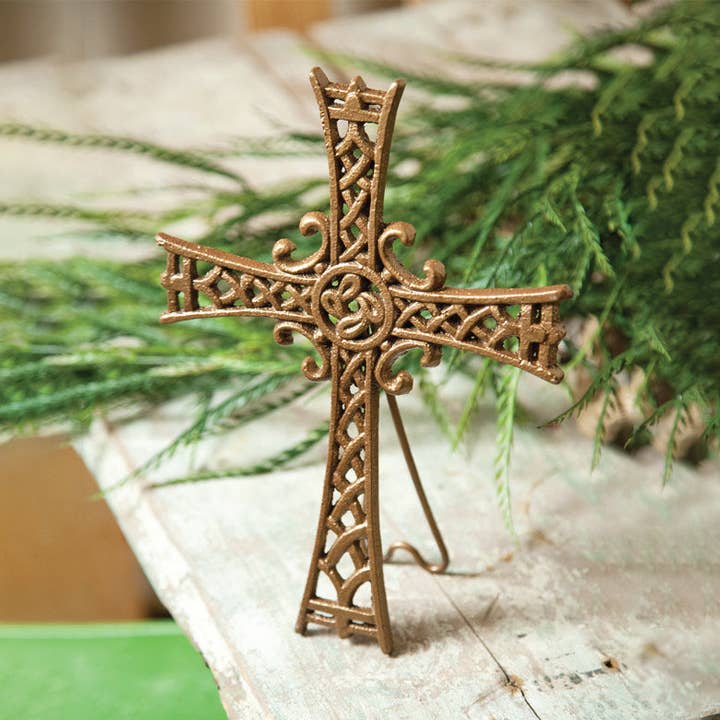 Manual Woodworkers and Weavers, Inc. - Wholesale Decorative Tabletop Object - Stand On The Solid Rock Cast Iron Cross S/20