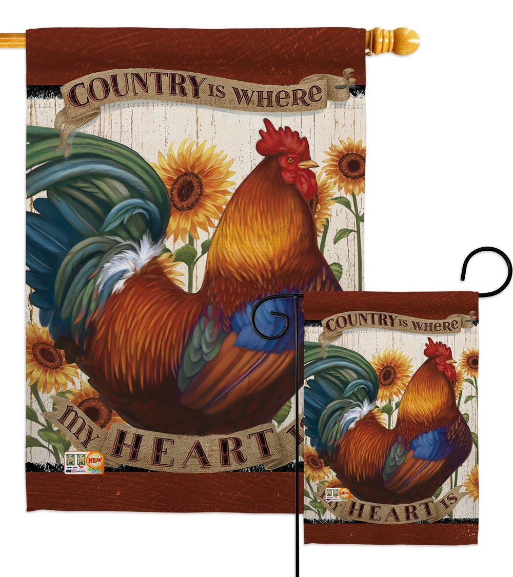 Two Group Flag Co - Venta al por mayor Bandera y manga de viento - Bandera primitiva de animales de corral Country My Heart Animals3