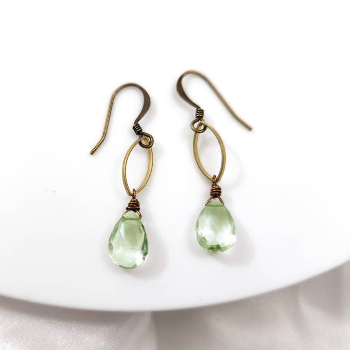 Dainty Green Amethyst Marquise Earrings for Fall for wholesale by Edgy Petal Jewelry