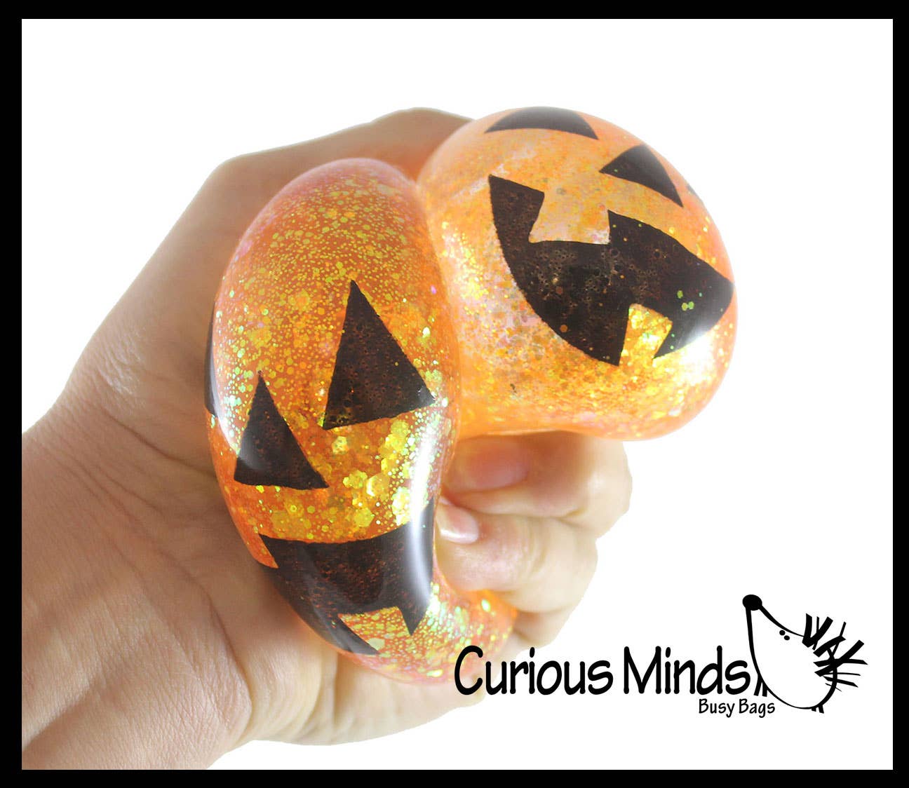 Curious Minds Toys - Vendita all'ingrosso Giocattolo squishy - Bambini e neonati - 1 pallina di zucchero a forma di zucca Jack o Lantern, spessa elasticizzata con colla e gel5