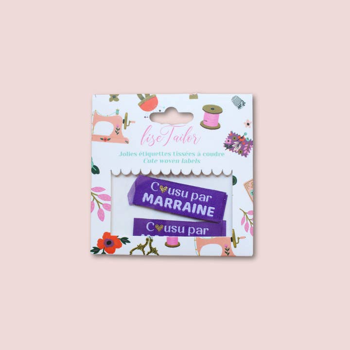 Lise Tailor - Wholesale Craft sewing kit - “Stitched by Godmother” Woven Sewing Labels1