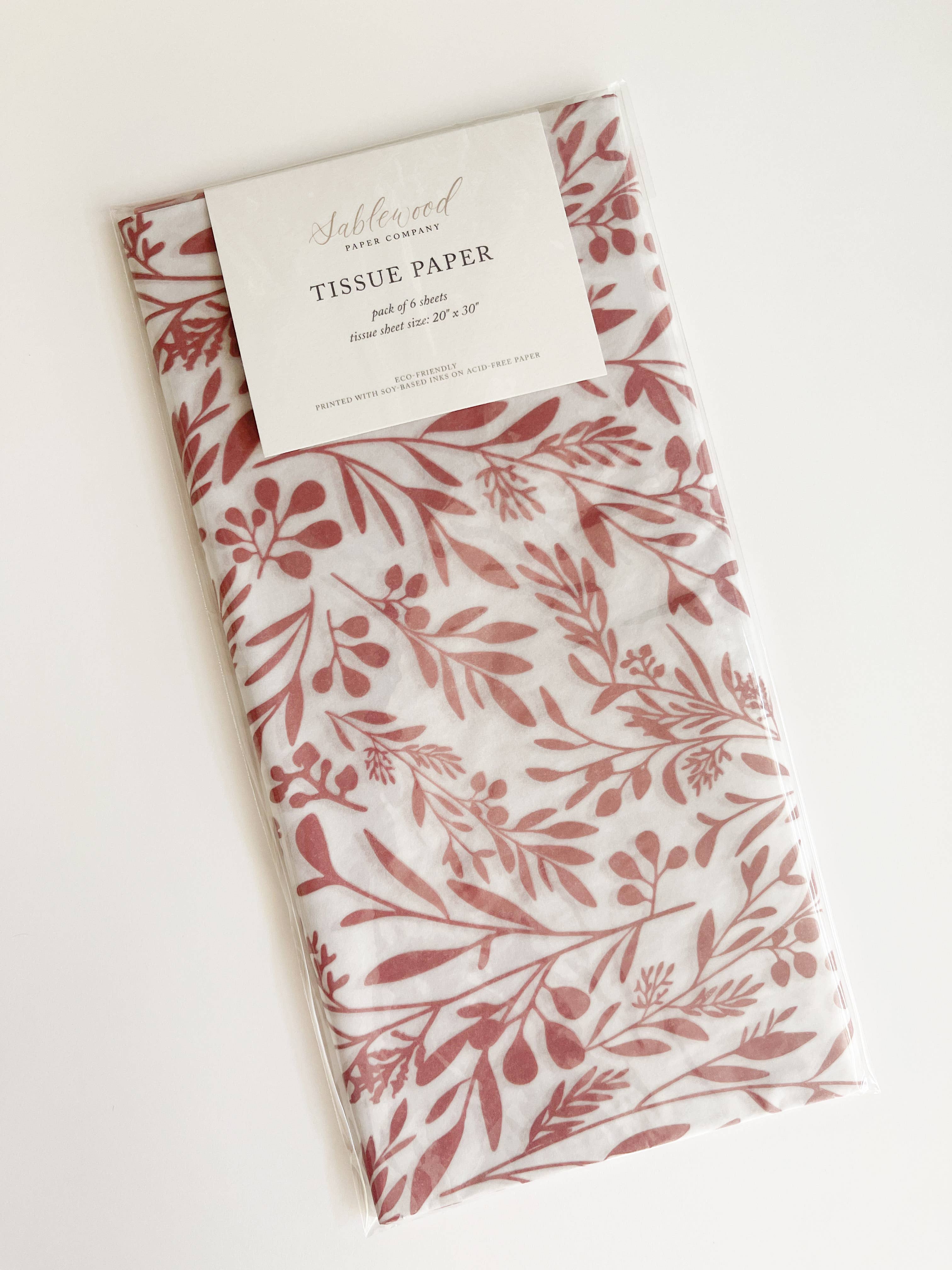 Sablewood Paper Company - Wholesale Tissue Paper - Pink Flora Tissue Paper – Pack of 61