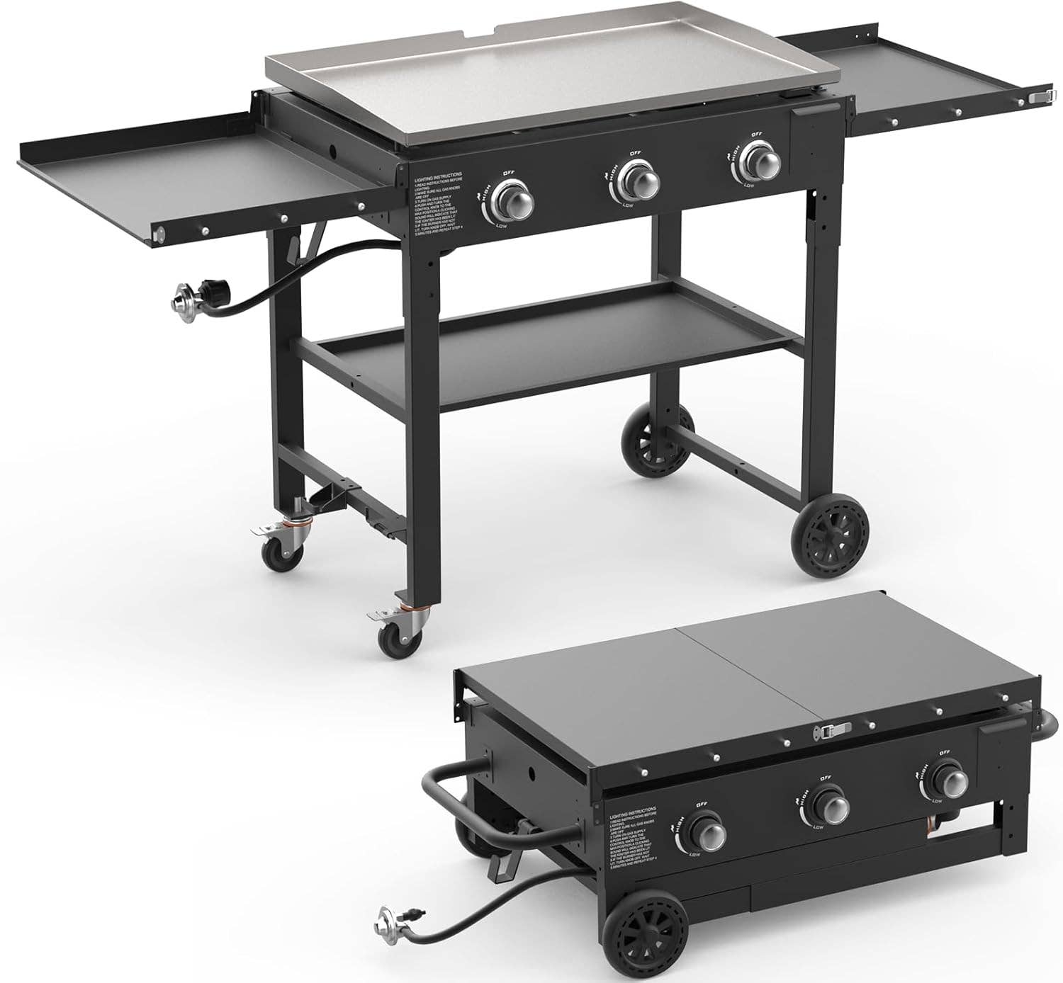 Glad Sunday - Wholesale Outdoor Grill Tools - 3-Burner Foldable Gas Griddle, 32" Portable Propane 0