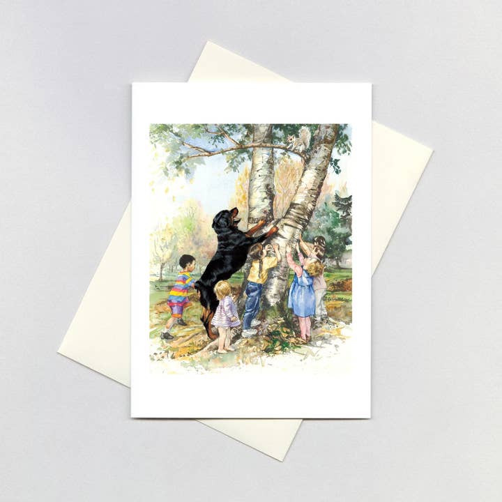 Carl & Kids with Squirrel - Good Dog Carl Card for wholesale by Laughing Elephant