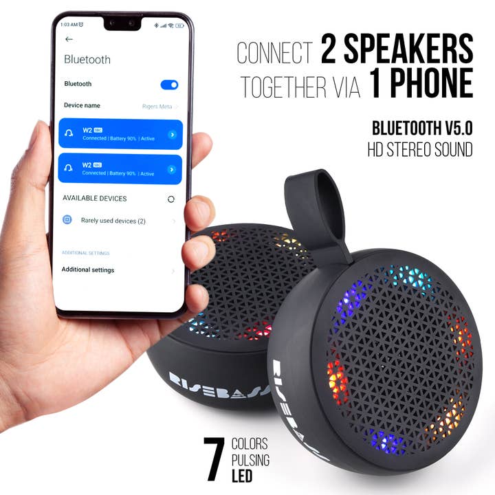 RISEBASS - Wholesale Speakers - RISEBASS Water Resistant Bluetooth Shower Speaker, Handsfree