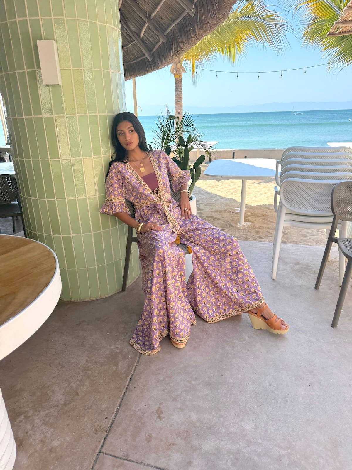 The Fox and The Mermaid - Wholesale Pants - Women's - Block Printed Palazzo Pants and Optional Top (Althea: Iris)6