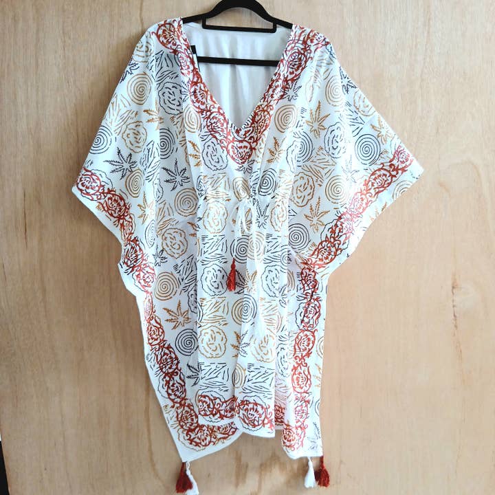 Beige and Red Patterned Kaftan Cp308p for wholesale by Cinnamon Creations