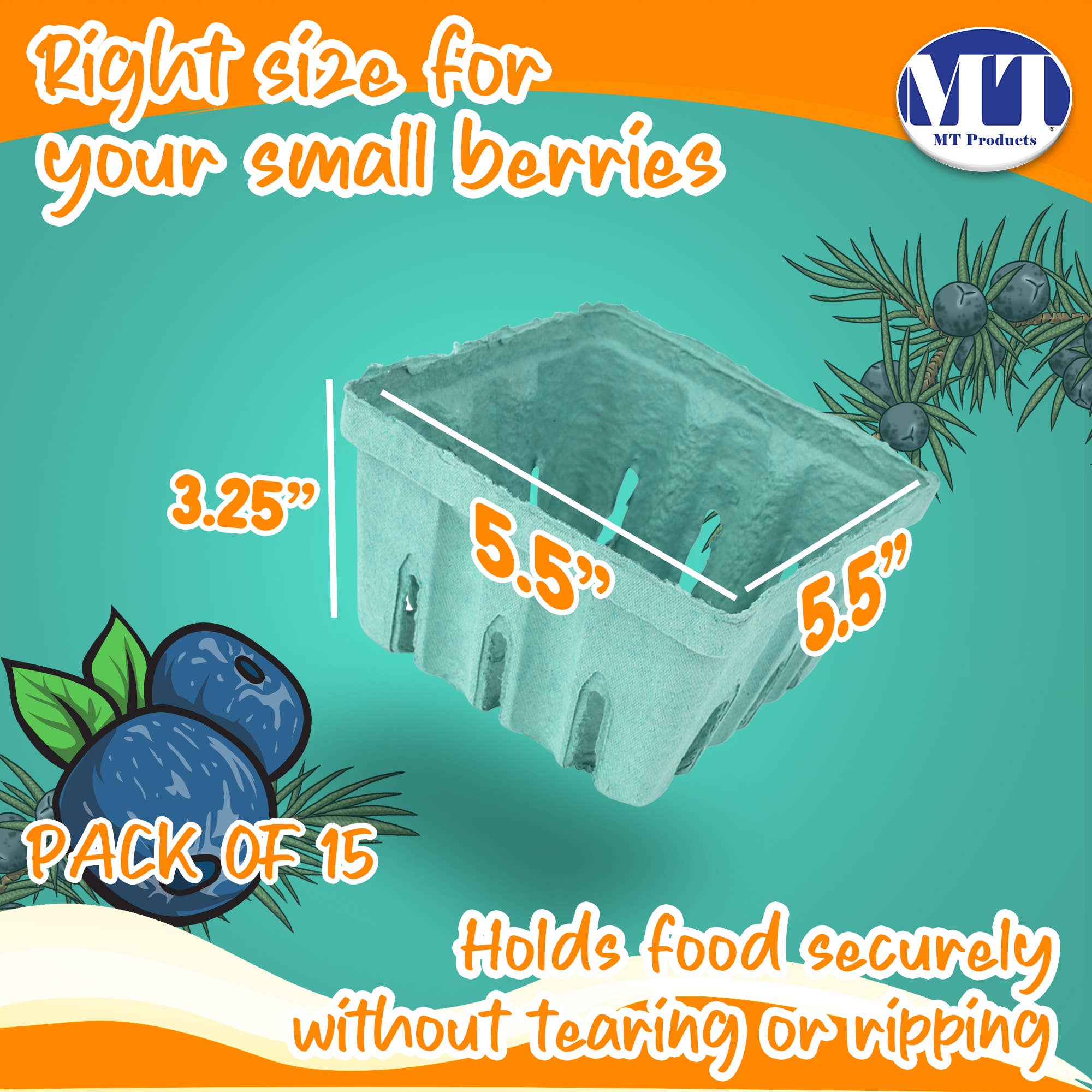 MT Products - Wholesale Fruit Basket - MT Products Green Vented Produce Berry Basket9