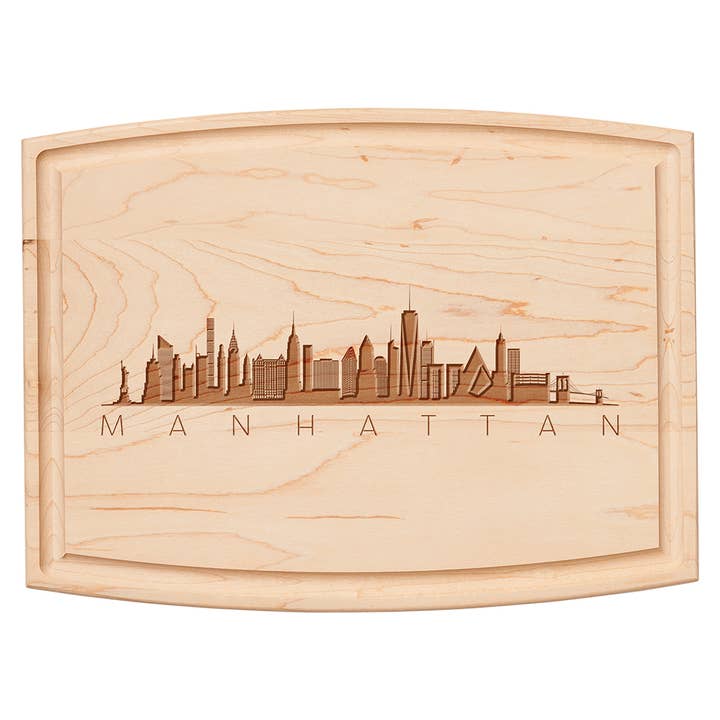 "Skyline Manhattan" Arched Artisan Maple Board | 12 x 9" for wholesale by Sophistiplate