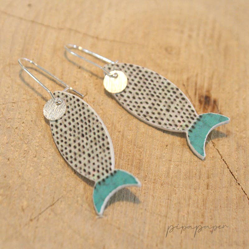 Pipapaper - Wholesale Dangle Earrings - blue fish earring1