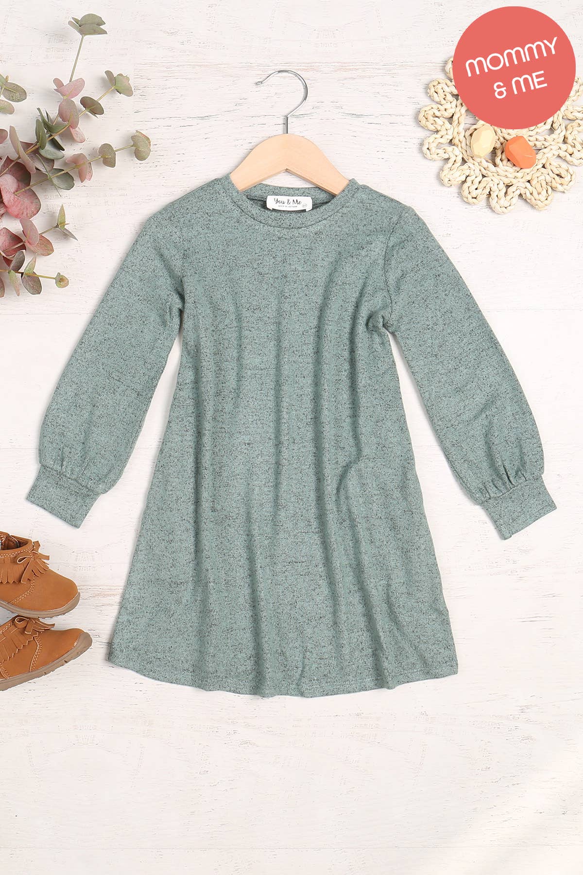 You & Me - Wholesale Jurk - Kinderen - YMD10063TKV-GEPOFTE HACCI GEBORSTELDE JURK MET LANGE MOUWEN VOOR KINDEREN7