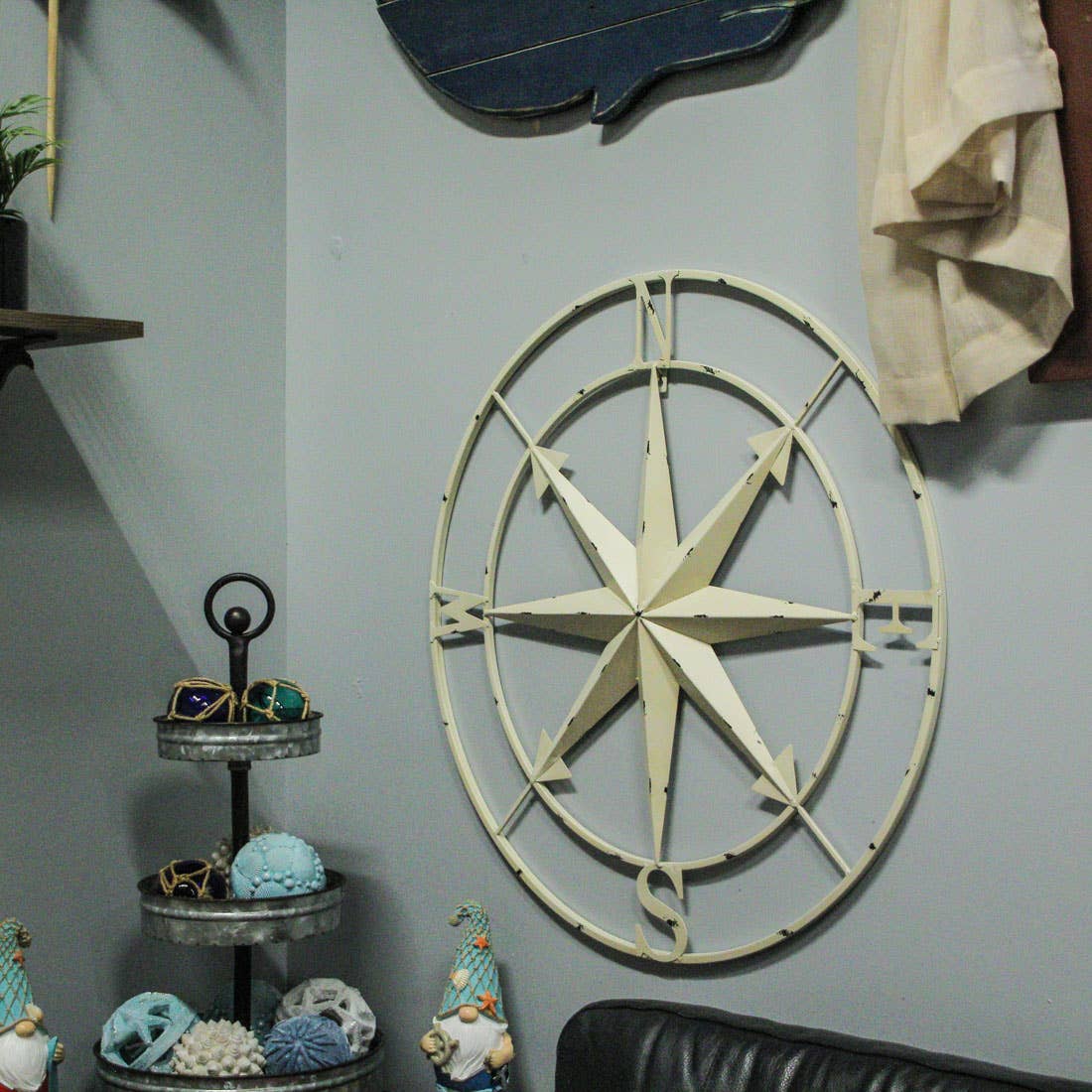 Zeckos - Wholesale Wall Accent - Distressed Metal Nautical Compass Rose Wall Hanging 28 Inch3