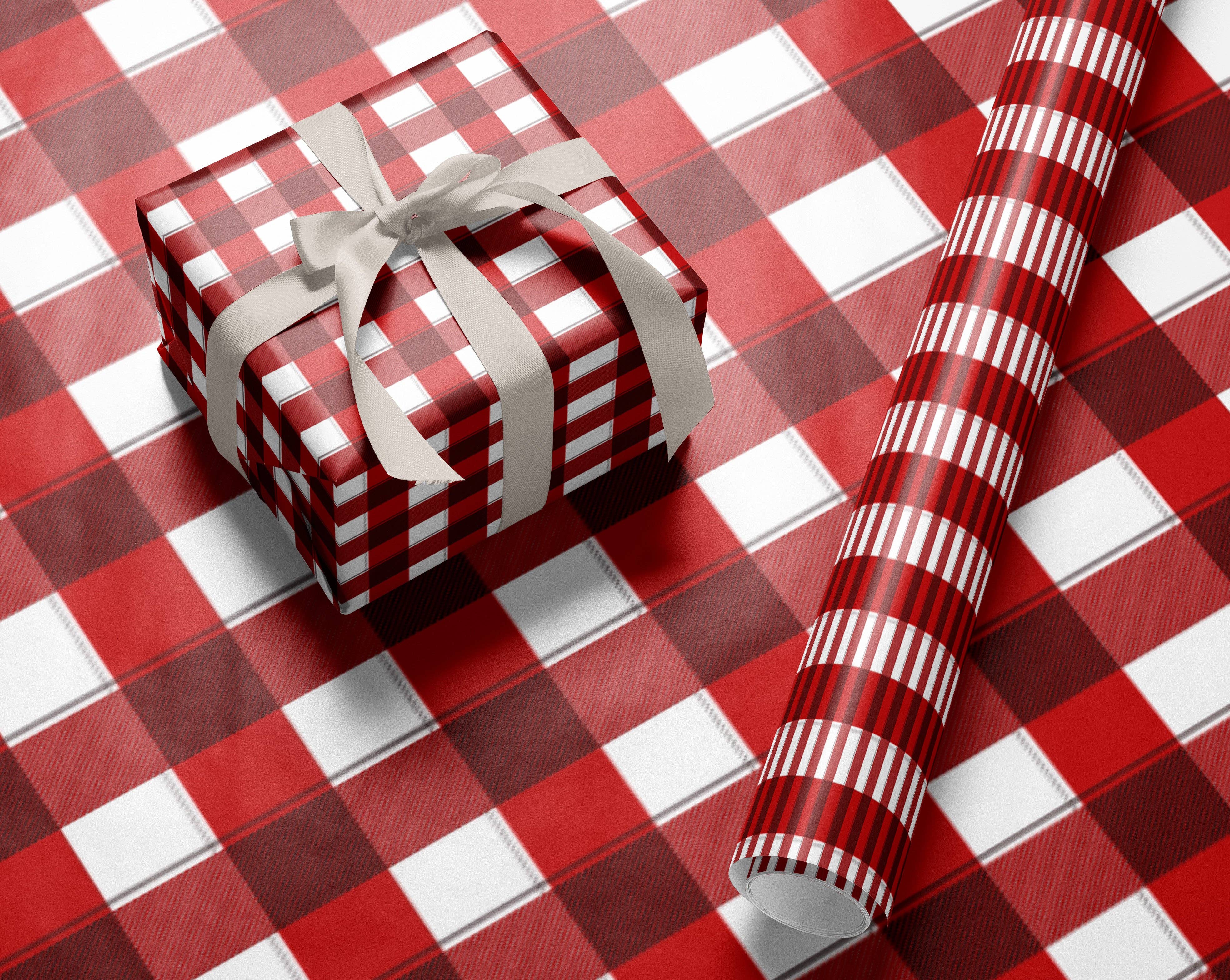 MagicMerchEmporium - Wholesale Wrapping Paper Roll - Classic Red Plaid Gift Wrap Roll3