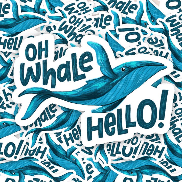 Åh hval Hej Glossy Vinyl Sticker for engroshandel hos Wonder & Wild
