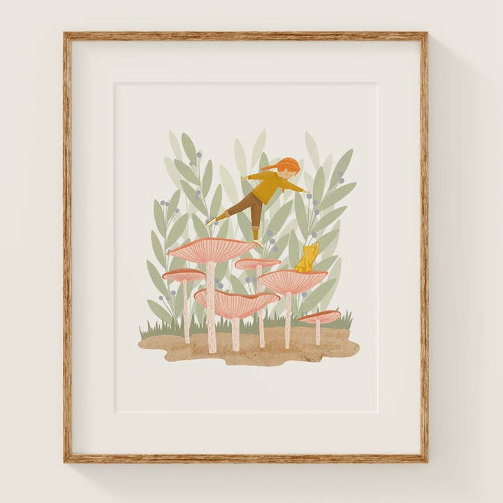 oh, little wren - Wholesale Art Print - Art Print 8x10 | Leaning In | Kid among Mushrooms Kid Art4