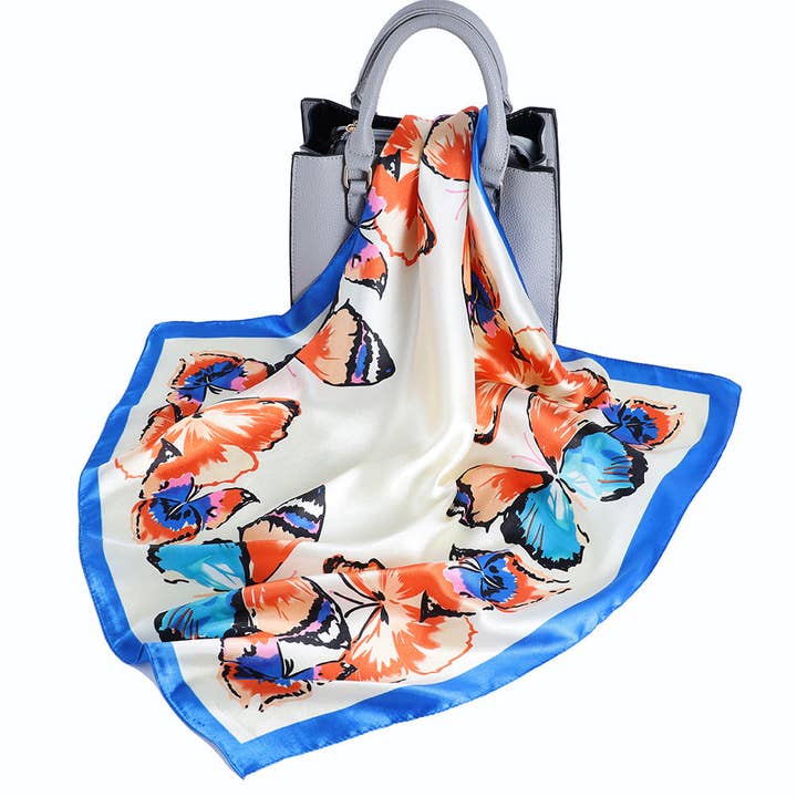 Funkyrel® Atzbranding Limited - Wholesale Scarf – Women's - Scarvii - Butterfly Pattern Silk-like Scarf1