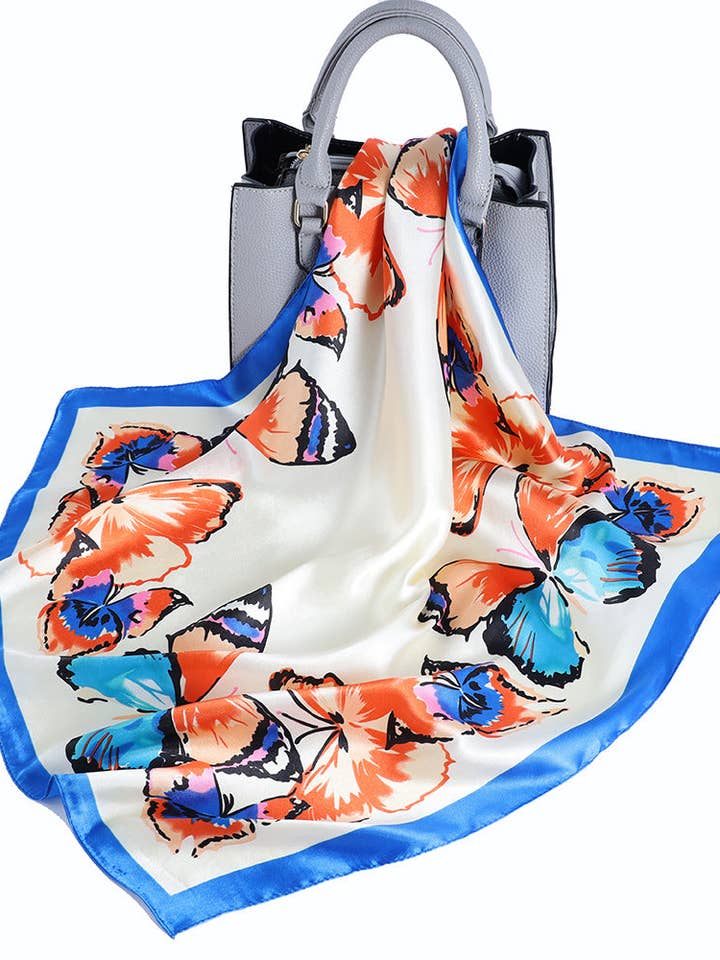 Scarvii - Pañuelo de patrón de mariposa similar a la seda para venta al por mayor de Funkyrel® Atzbranding Limited