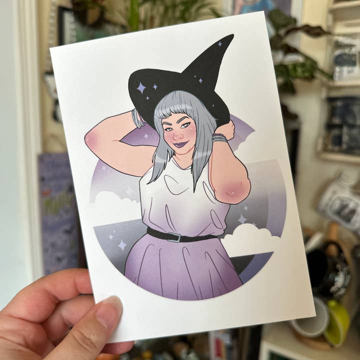 🖤 Ace Pride Witch Art Print – Available in 8x10" and 5x7" for wholesale by Rainbow Coven Designs