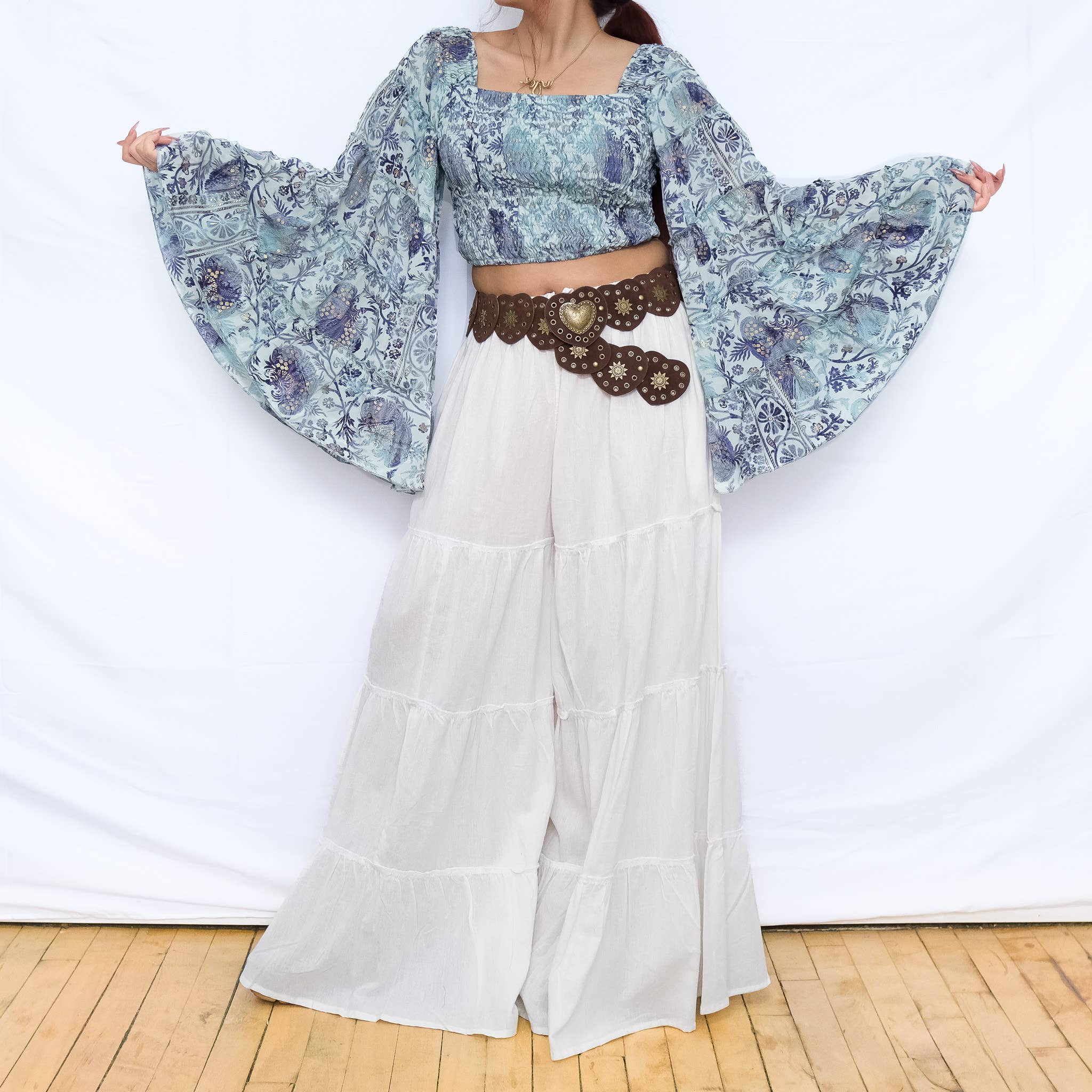 Karma Nepal Crafts - Wholesale Blouse - Women's - Bohemian Flowy Long Ruffle Sleeve Top6