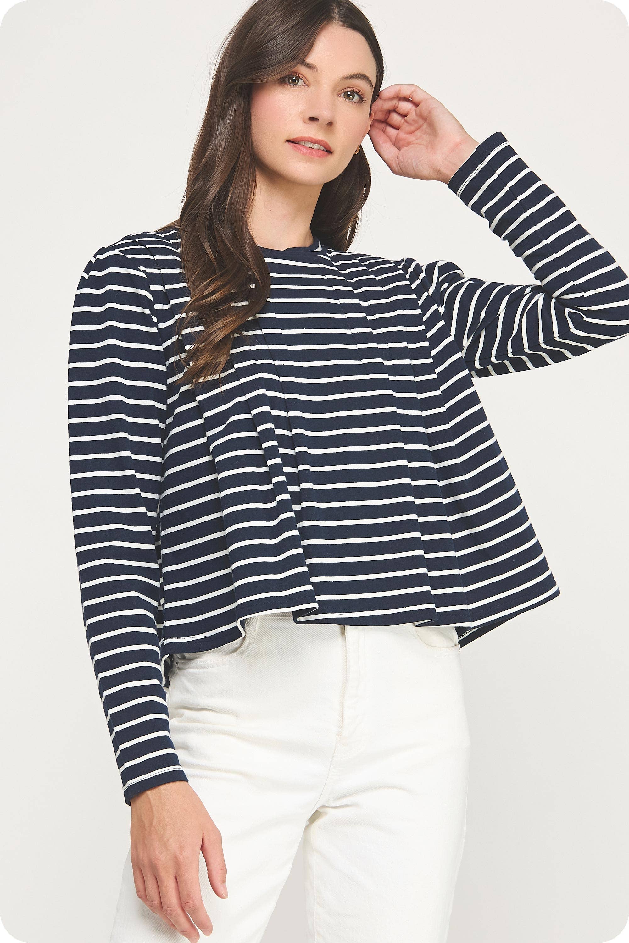 Strut & Bolt - Wholesale Blouse - Women's - Striped Shoulder Pad Knit Tee Top14