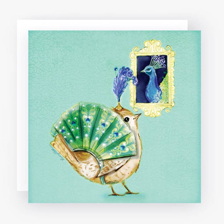 Dream Big Wren Bird Illustrated Greeting Card (148mm Square) for wholesale by Alexandra Rose Illustration