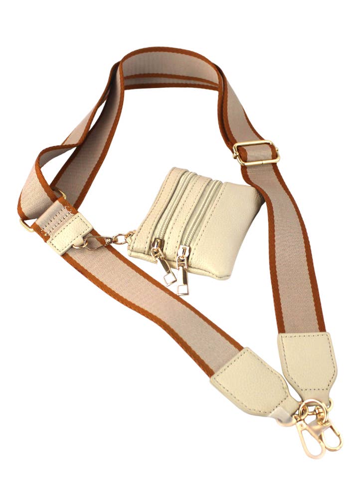 C001 - Stripe Clip & Go Crossbody Strap with Pouch for wholesale by AR New York