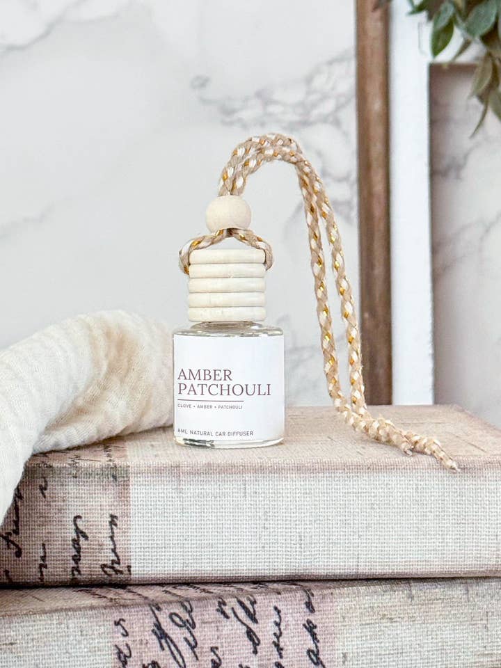 Diffusore per auto da appendere in patchouli ambrato per la vendita all'ingrosso da parte di Spirit Glow Home & Body Essentials