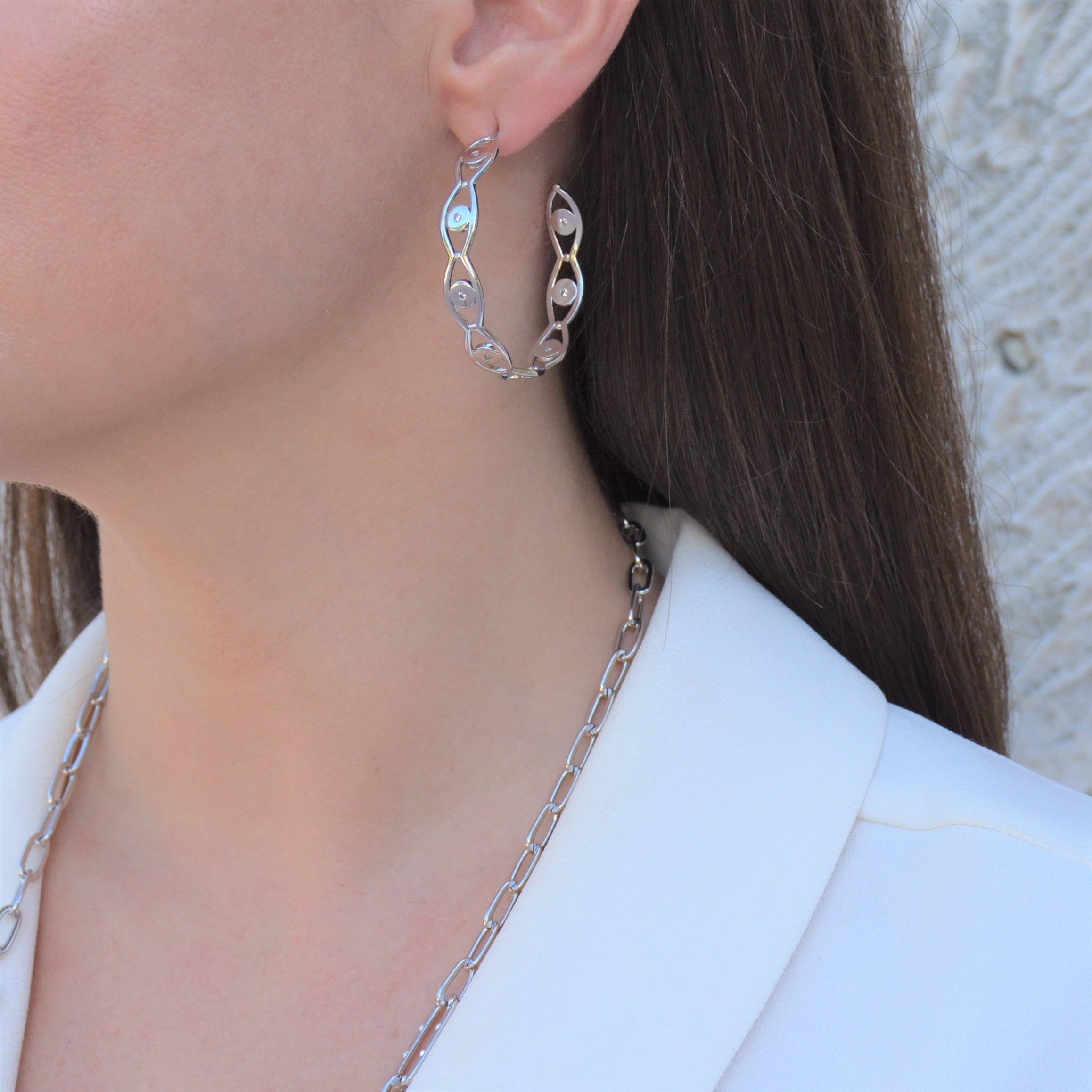 Liza Schwartz Jewelry - Wholesale Hoop Earrings - Evil Eye Hoops - Click for more colors4