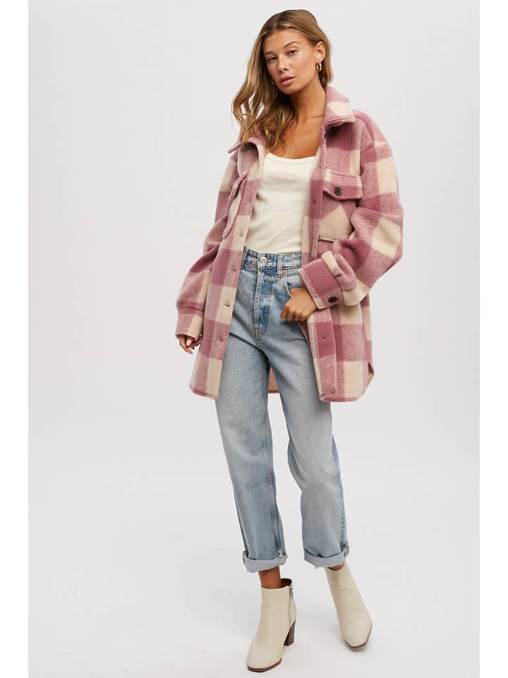 Bluivy – Engroshandel Frakke - Dame – BØRSTET PLAID OVERDIMENSIONERET FRAKKE30