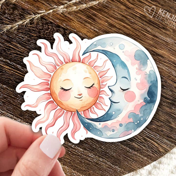 Kenjia Design - Wholesale Sticker - Cute Kawaii Moon and Sun Stickers / Summer Sticker 0