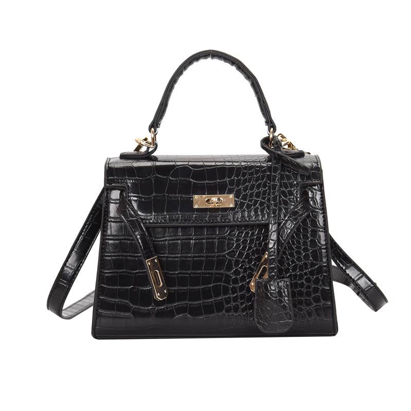 Little Trendy - Wholesale Top Handle Bag - Women's - Lantern Faux Croc Crossbody Purse Women's portable Kelly bag