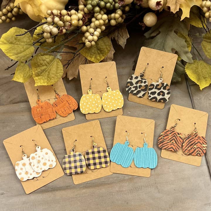 Handmade Fall Genuine Leather Pumpkin Earrings and other Purchase Wholesale zassy's fall market. Free Returns & Net 60 Terms on Faire trending on Faire.