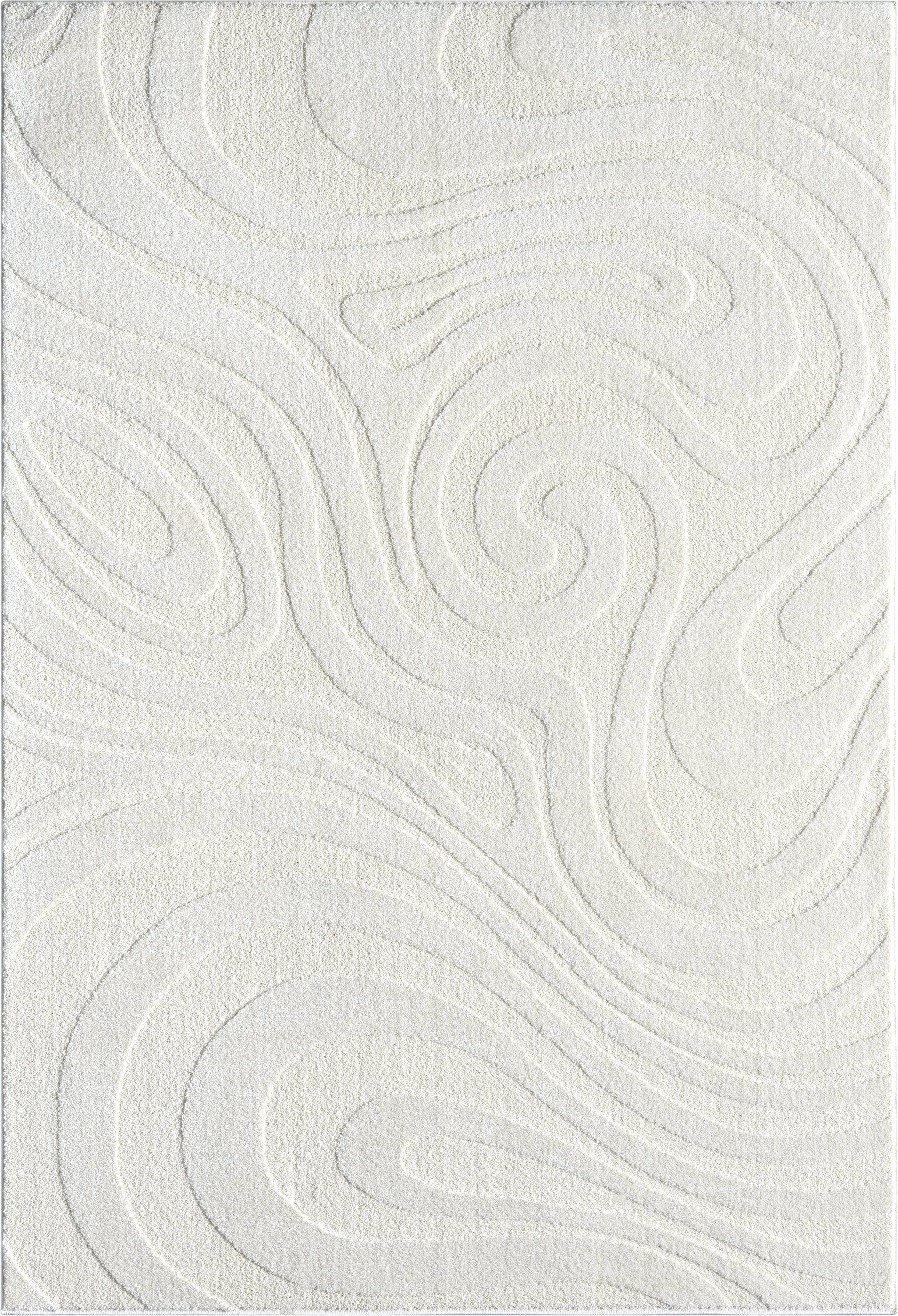 Abani Rugs – wholesale Area rug – Abani Cozy COZ140A Modern Cream Swirl Waves Area Rug0