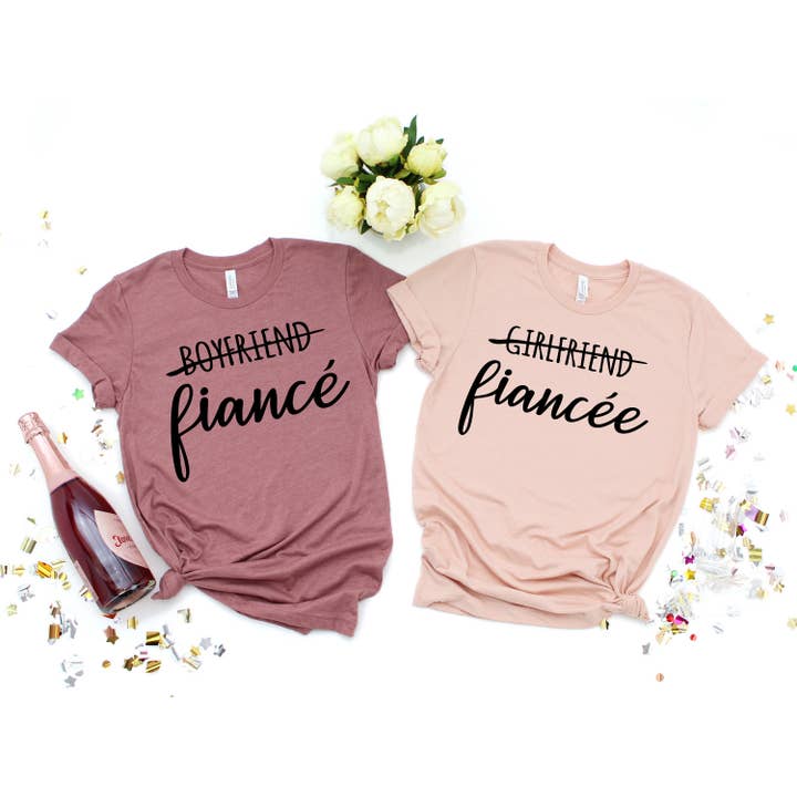 Flickvän fästmö skjorta, pojkvän Fiance skjorta, matchande par skjorta, förlovningsskjorta, bröllop skjortor, brudgåva, förlovning för wholesale av PrimestoreUS