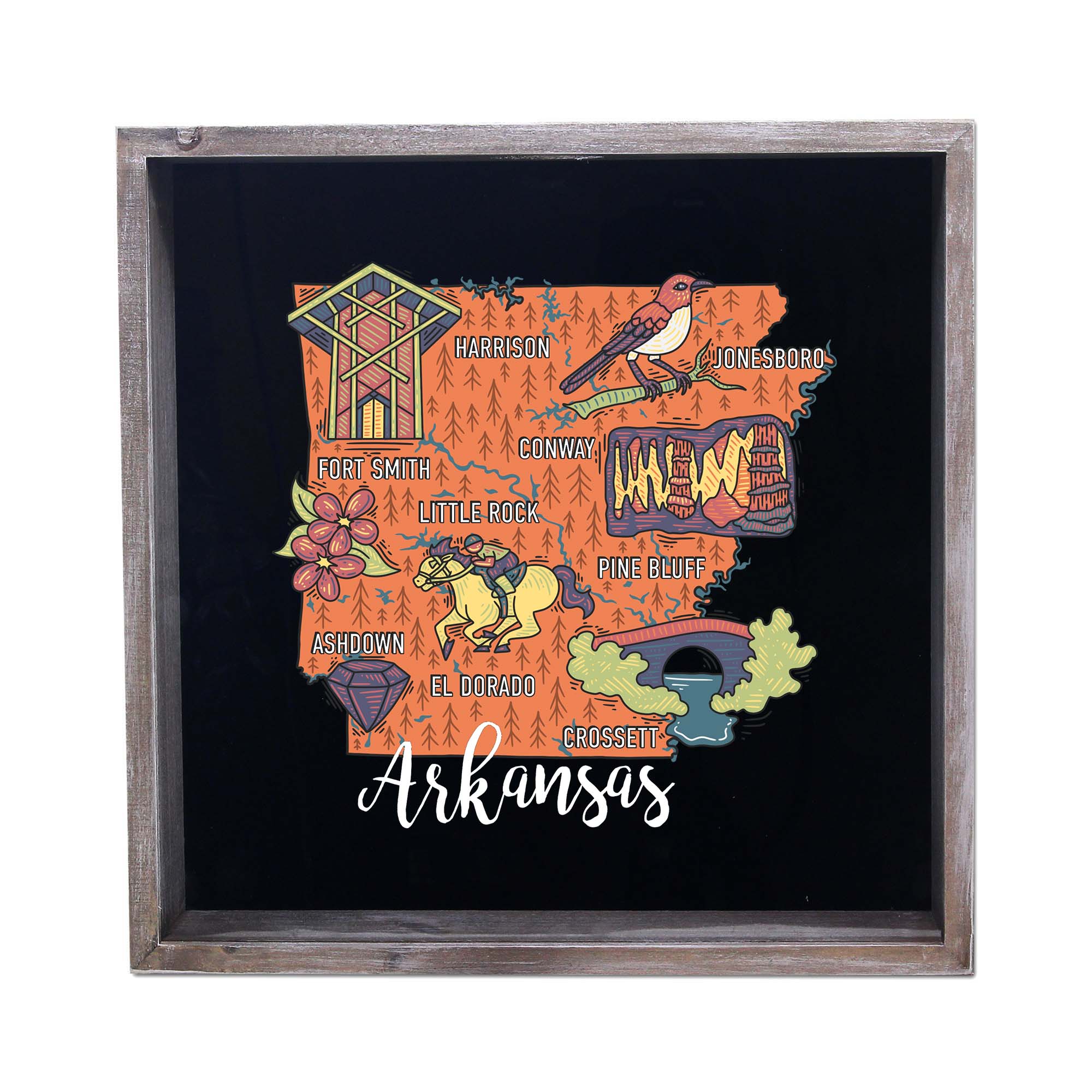 Torched Products - Wholesale Sign - State Map Design Shadow Box - Gray2