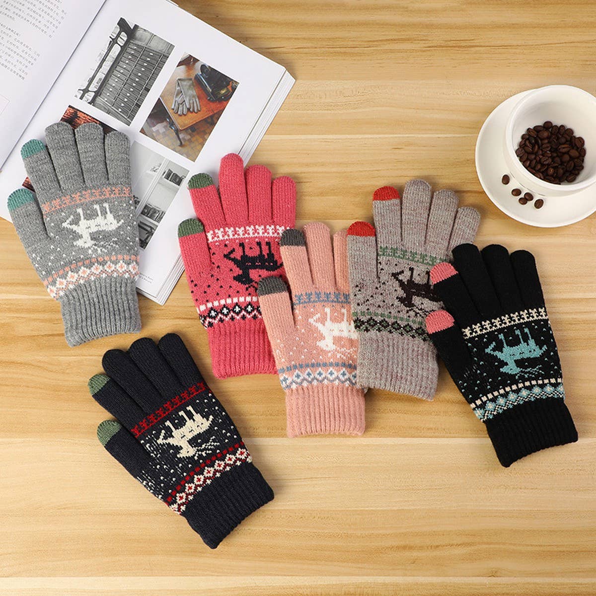 NINEXIS - Wholesale Gloves - Unisex - CWAG00574_UNISEX WINTER REINDEER OUTDOOR WARM GLOVES6