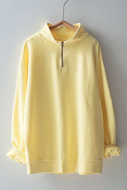 Urban Daizy - Wholesale Sweatshirt - Women's - Vintage Washed Quarter Zip Ribbed Sweatshirt34