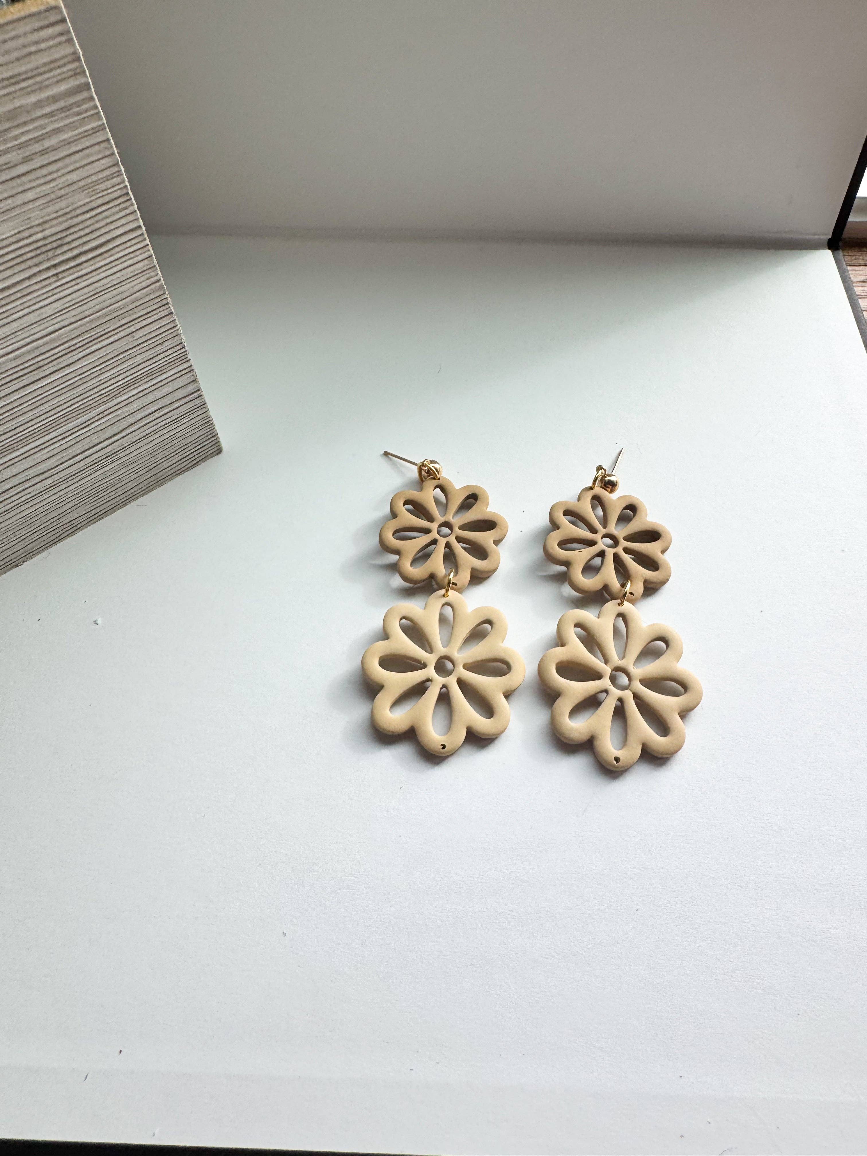 Mountain Made Clay - Handmade Polymer Clay Earrings - Wholesale Dangle Earrings - Sweet Bloom: Layered Floral Dangles4