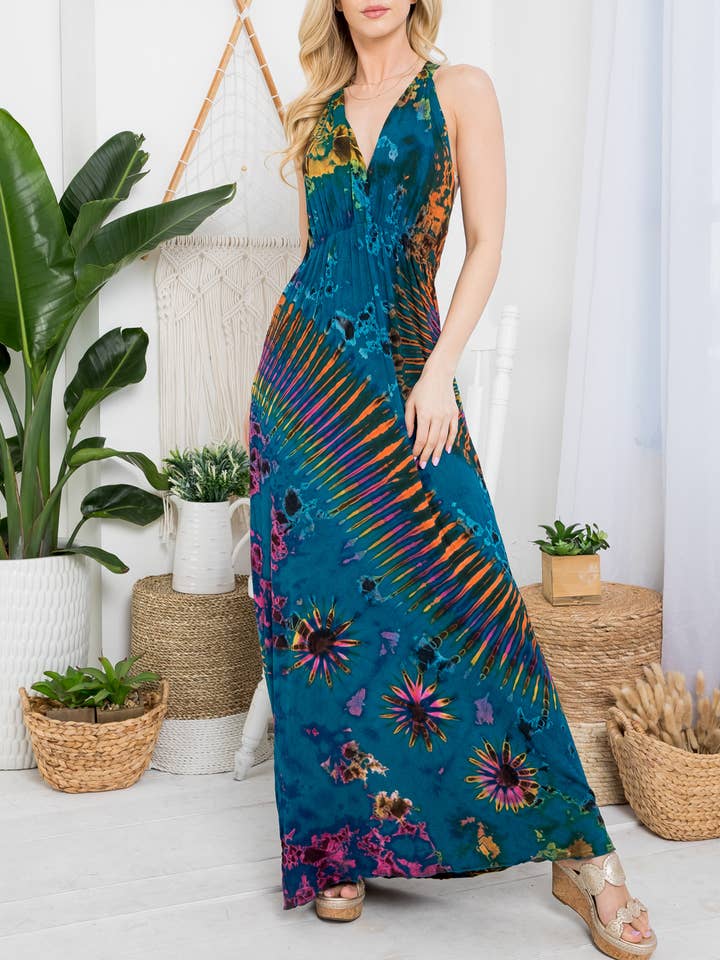 Vestido Maxi Halter de Tie-dye (TH-1590) para venta al por mayor de Kathmandu Imports
