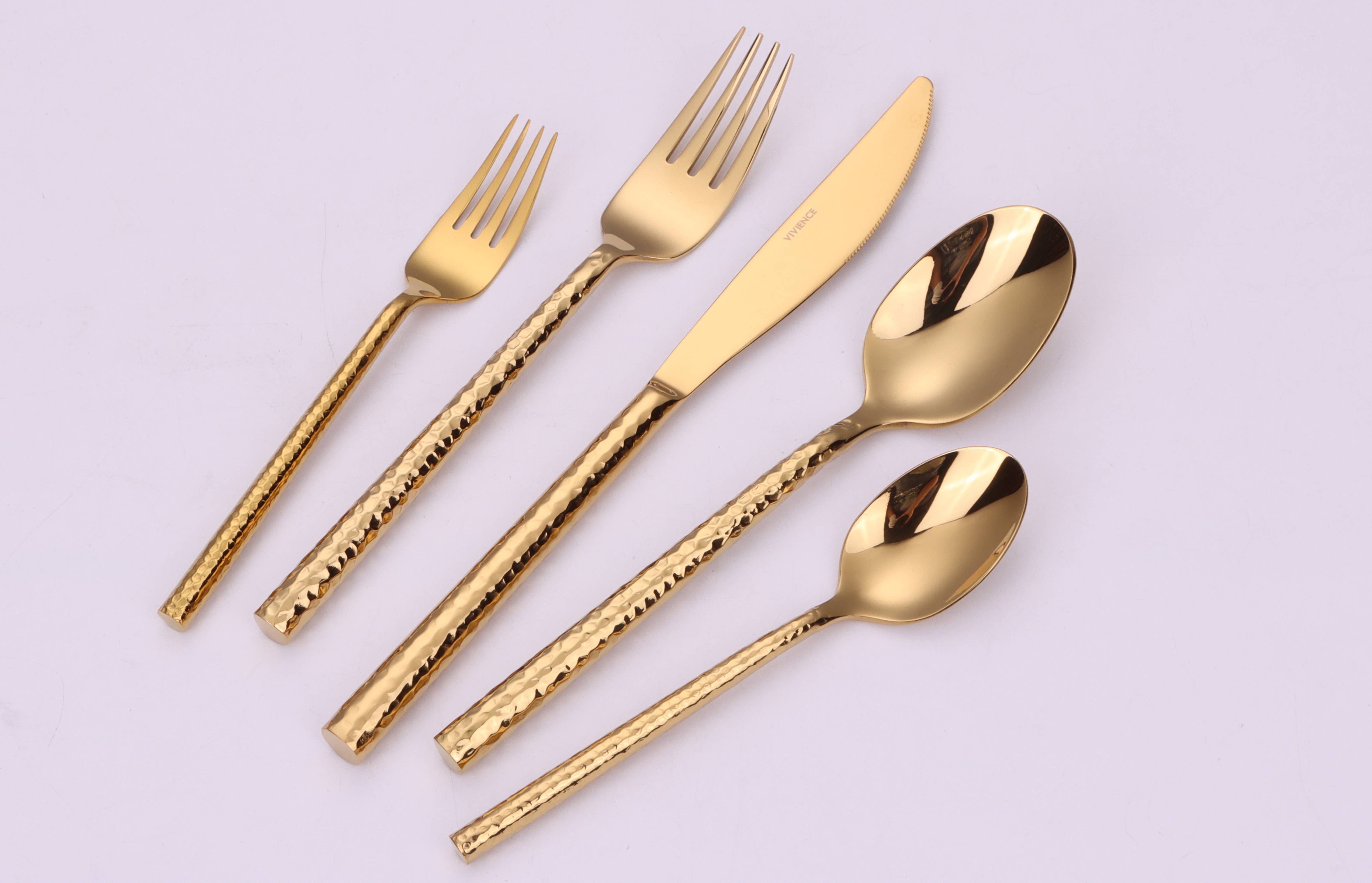 VIVIENCE - Venta al por mayor Conjunto de cubiertos - Juego de cubiertos Pexo de 20 piezas en acabado dorado para 4 personas2
