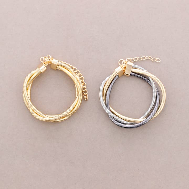 Sonata - Wholesale Snap Jewelry - Triple Wire Metal Bracelet4