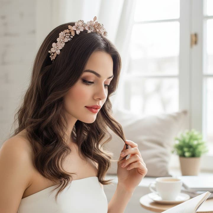 Athena Bridal Jewellery - Wholesale Fashion headband – women's - ATHENA - FLORAL ROMANCE EXQUISITE HEADPIECE - PINK HP227