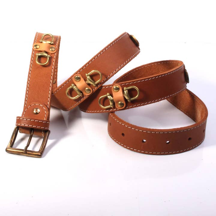 Handcrafted belt with horse bit jewelry appliqué for wholesale by SARL FELINEA