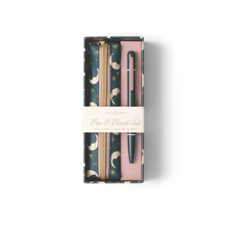 Pen & Pouch Set - Teal Moon for wholesale by Designworks Collective