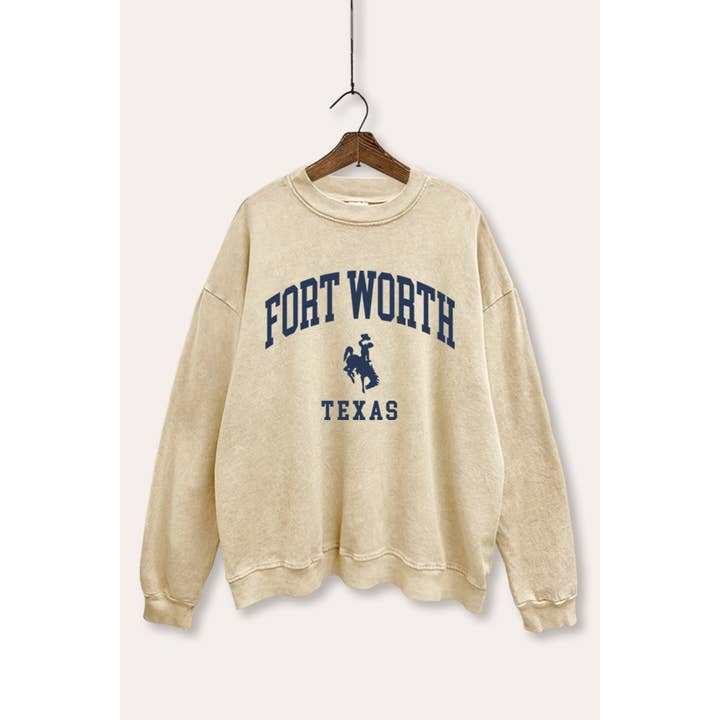 "FORT WORTH, TEXAS" RODEO GRAFIK MINERALWASCH-SWEATSHIRT für den Großhandel von VINTAGE POINT USA