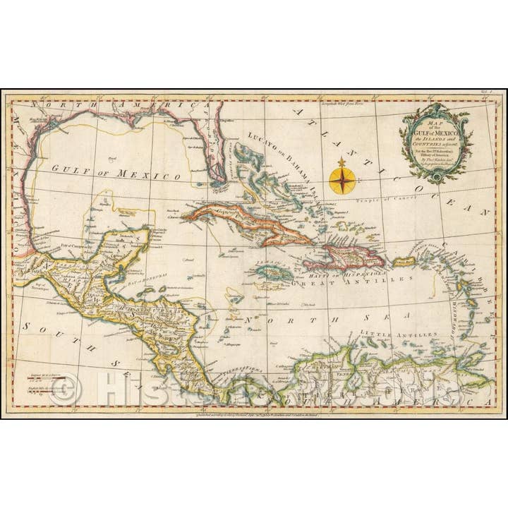 Mapa del Golfo de México de 1795 por Thomas Kitchin para venta al por mayor de Historic Pictoric