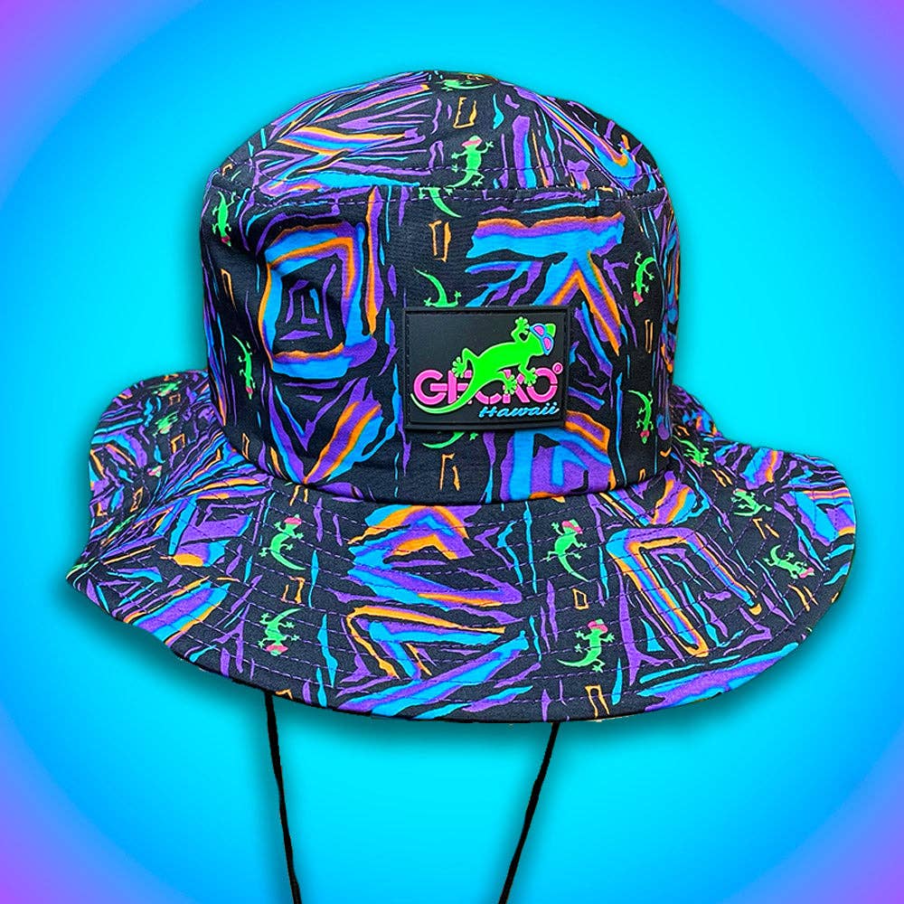 Gecko Hawaii - Wholesale Bucket Hat - Unisex - Gecko Purple Multi Stripe Boonie0