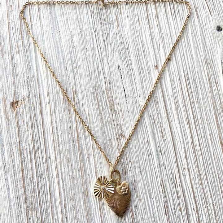 VB&CO Designs Handmade Jewelry - Wholesale Pendant/Charm Necklace - Charm necklace triple heart removable charms