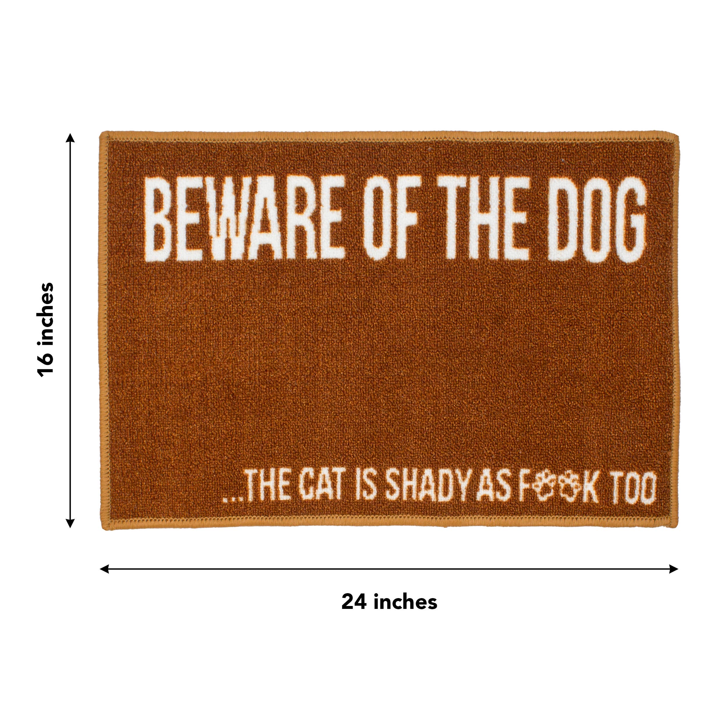 Arkwright Home - Wholesale Pet Food Mat - Dog - Pet Food Bowl Mat (16x24) Funny & Crude "Beware" Design5