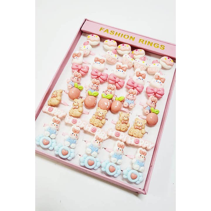 Funteze - Wholesale Band/Stacked Ring - 50 pcs Kids Ring Set